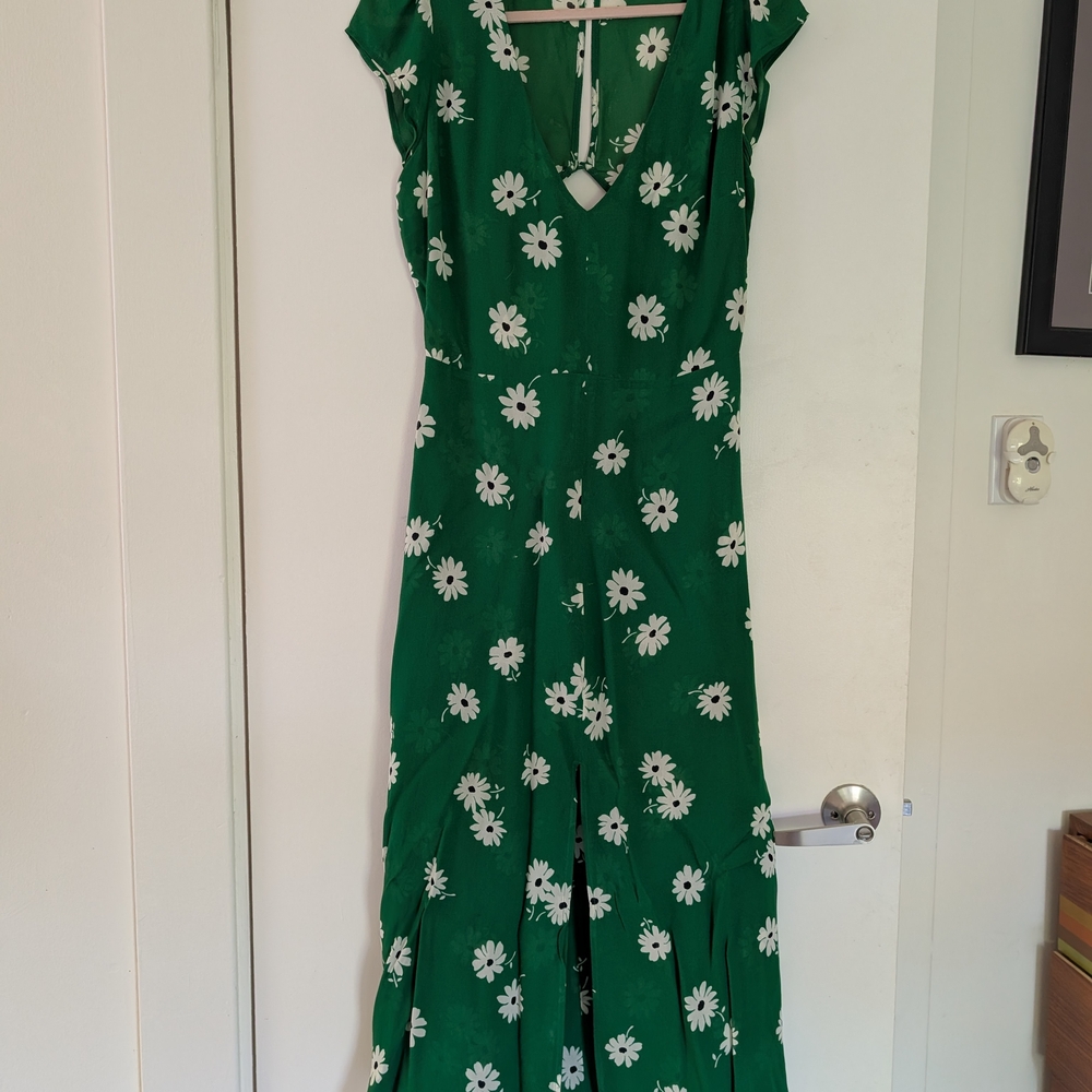 Reformation Green Daisy Midi Dress